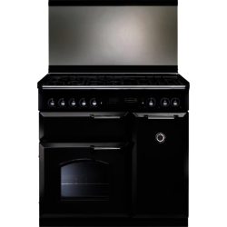 Rangemaster Classic 90 Dual Fuel with FSD - 94580 Lidded Range Cooker in Black with Chrome Trim